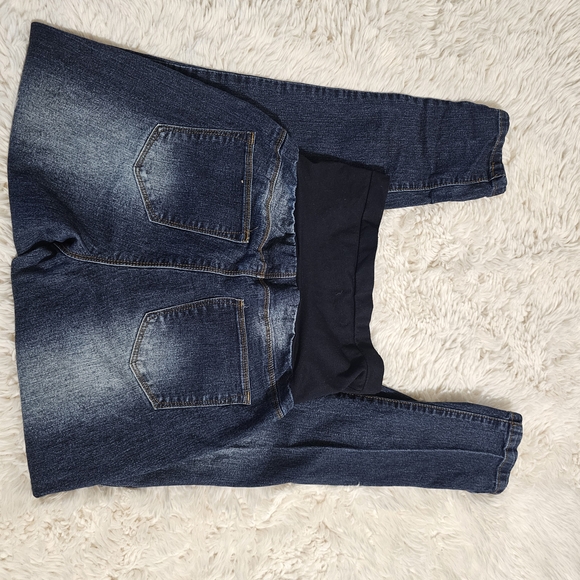 2 Pairs Of Hybrid & Company High Rise Dark Blue Maternity Jeans - Picture 2 of 6